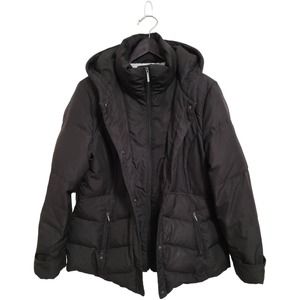 Calvin Klein Women Size Large Duck Down Faux Fur Lined Hooded Puffer Jacket Coat